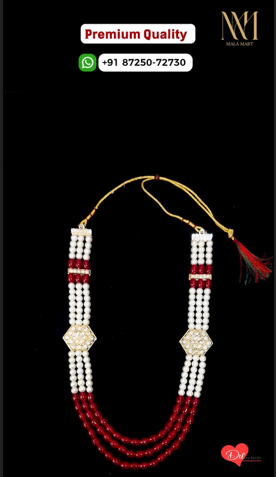 Three-Layer Pearl & Ruby Red Beaded