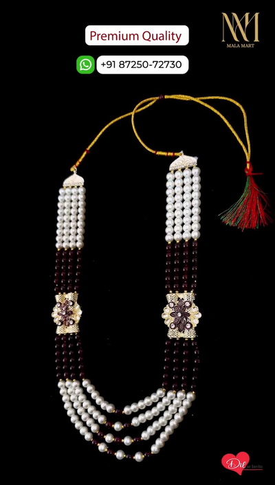 Royal Three-Layer Pearl &Ruby Beaded Groom Mala