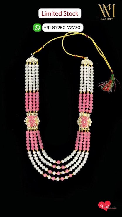 Premium Pearl & Pink Bead Groom Mala