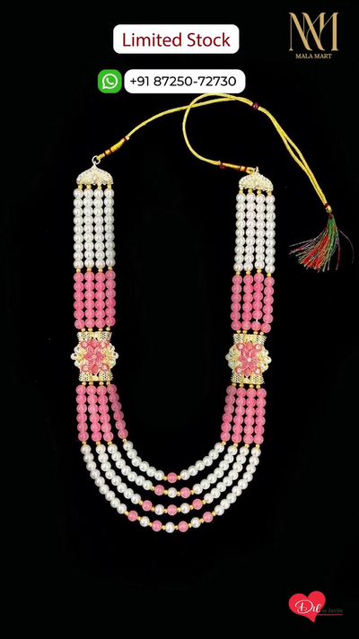 Premium Pearl & Pink Bead Groom Mala