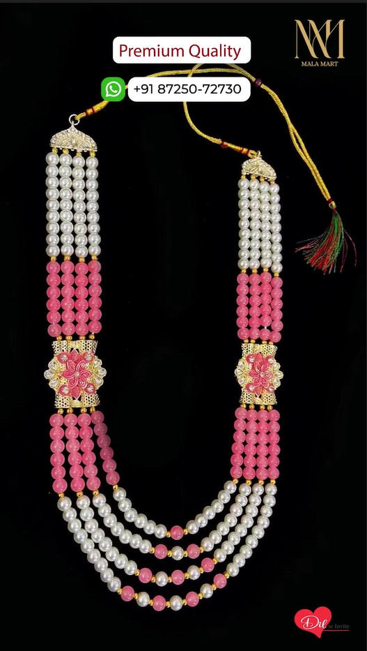 Premium Pearl & Pink Bead Groom Mala