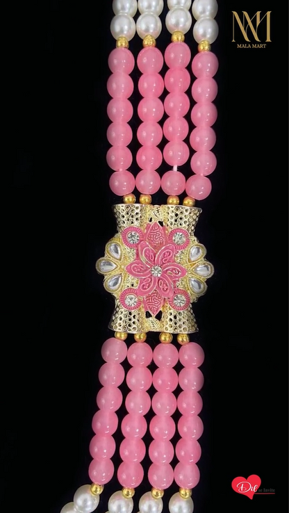 Premium Pearl & Pink Bead Groom Mala