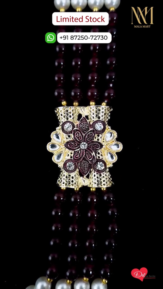 Royal Three-Layer Pearl &Ruby Beaded Groom Mala