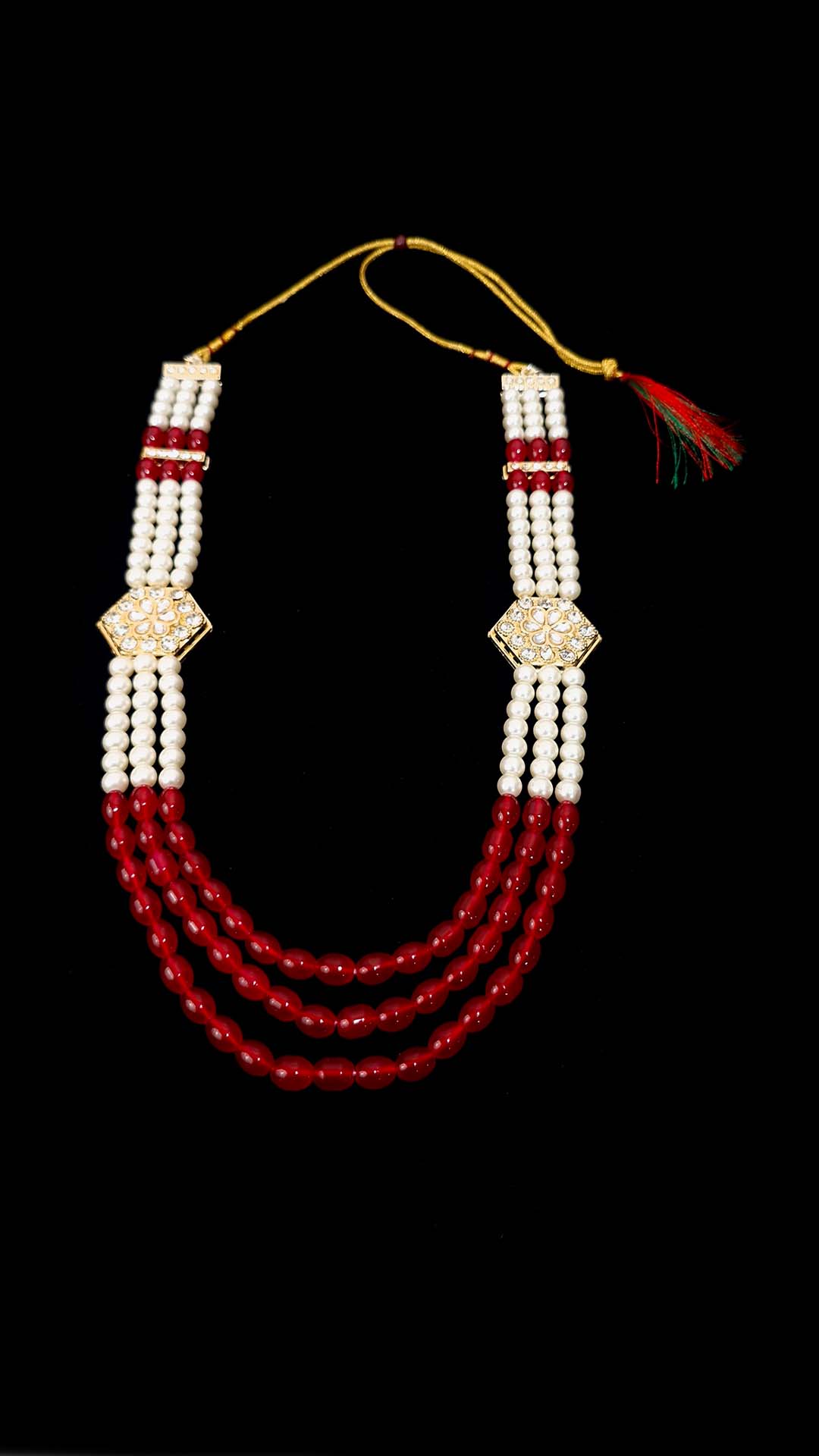 Royal Red & Pearl Kundan Mala