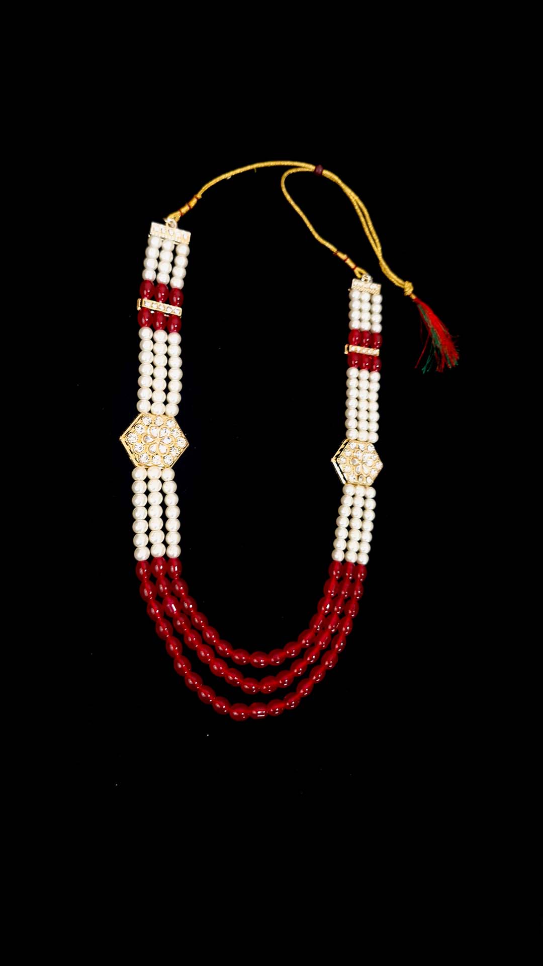 Royal Red & Pearl Kundan Mala