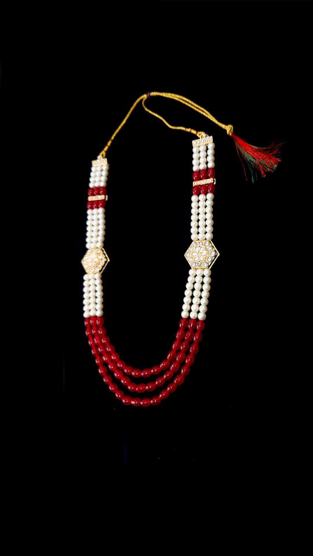 Royal Red & Pearl Kundan Mala