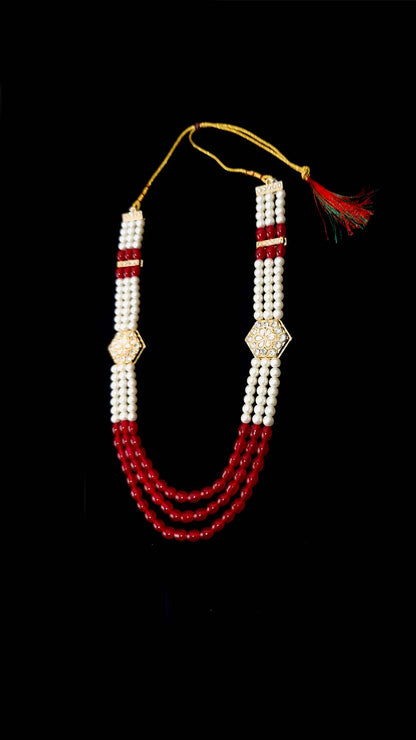 Royal Red & Pearl Kundan Mala