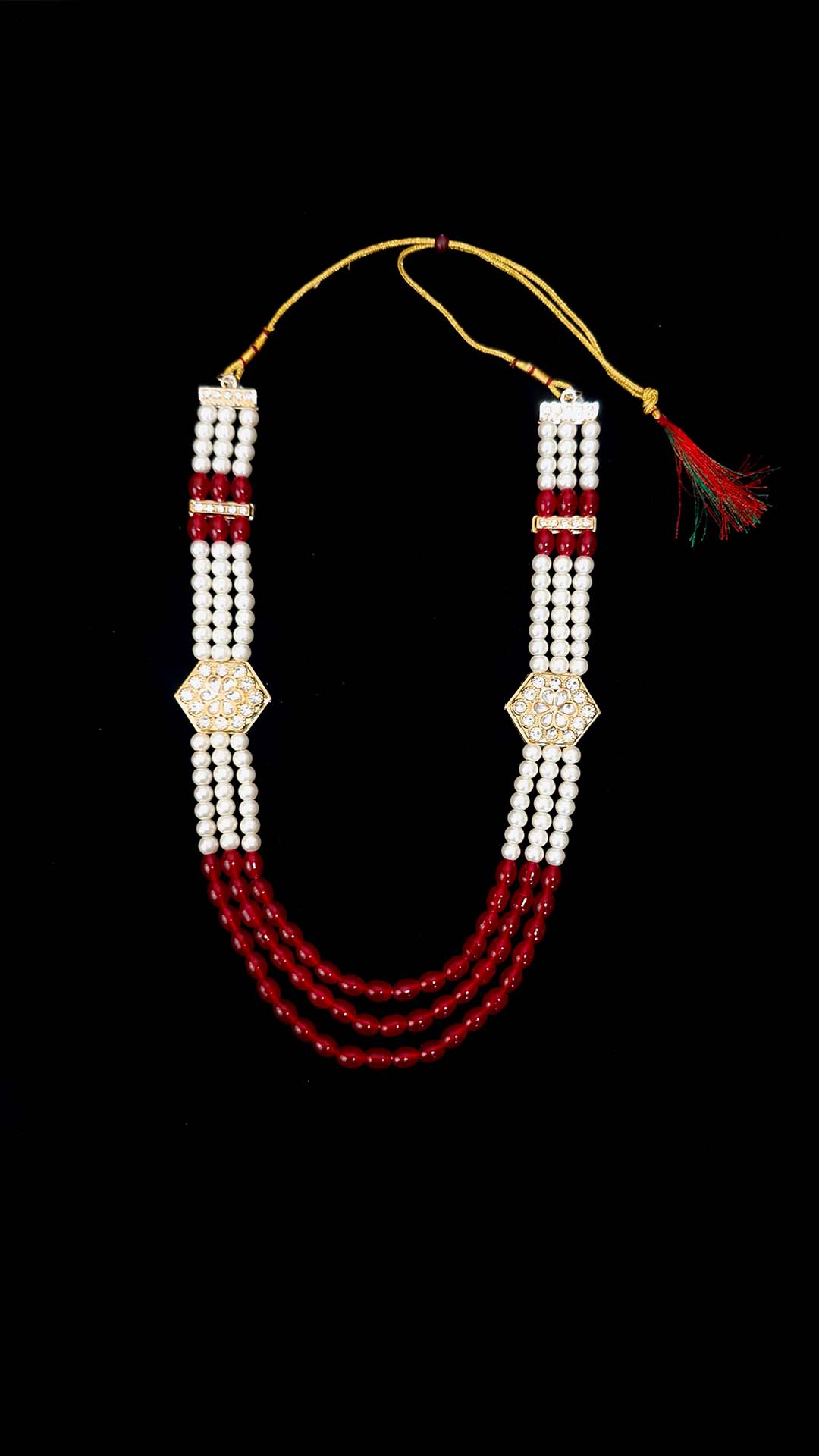 Royal Red & Pearl Kundan Mala