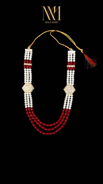 Royal Red & Pearl Kundan Mala