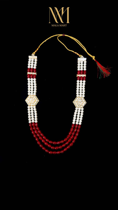 Royal Red & Pearl Kundan Mala