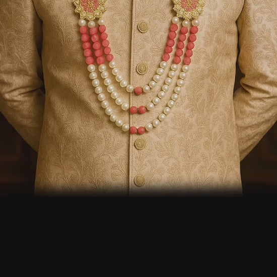 Premium Pearl & Pink Bead Groom Mala