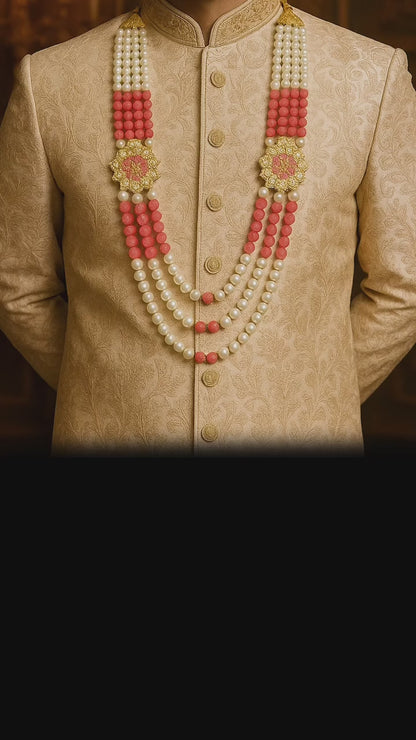 Premium Pearl & Pink Bead Groom Mala